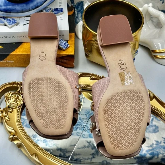 🆕 TORY BURCH 🧿 NWOT Martine 25mm Slides, Pink Croc Embossed Crystal, Sz 7 - Picture 12 of 16